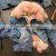 Myfur Pink Fox Fur Lining Jeans Parka with Real Raccoon Fur Collar