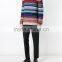 Multi Color Crew Neck Knitted Jumper Men's Intarsia Sweater with Button Decoration on Shoulders