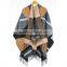 women winter tartan soft cashmere feeling oversized plaid tartan blanket scarf