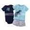 3pcs 100%cotton unisex baby bodysuits matching with shorts and t-shirts