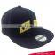 2017Popular black 6 panels gold embroidery stitch hip hop snapback cap and hat fitted cap