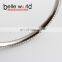 Fashion Leather braid titanium steel bracelet with rhinestone