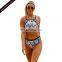 Cute Beach 2pcs Strappy High Neck Floral Bathing Suits Tankinis