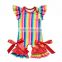 2018 wholesale boutique clothing Sleeveless Ruffle Girls Romper Rainbow stripe infant Baby