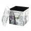 RTS Square Ottoman Pouf Living Room Furniture sofas Folding Soft Chair PVC Leather Printing Stool