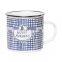 China blank 16oz blue and white enamel steel beer mug for camping
