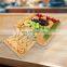 Unique Bamboo Cheese Board Charcuterie Platter Serving Tray With 4 Stainless Steel Knife