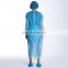 Disposable blue non Sterile protection clothing Non Woven elastic and knitted cuffs isolation Gown