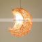 Best Price Unique Moon Shape Wicker Pendant Light Ceiling High Quality Rattan Lampshade Cheap WHolesale