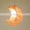 Best Price Unique Moon Shape Wicker Pendant Light Ceiling High Quality Rattan Lampshade Cheap WHolesale