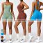 Sexy Rompers Sports Sets Workout Bodysuit Gym Fitness Jumpsuits Sleeveless Cross Back One Piece Short Yoga Jumpsuit For Women