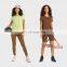 Quick Dry Cool Soft Sexy Back Hollow Out Boe Tie Short Sleeve Gym Top Loose Casual Women Workout Sports Fitness Walking Wear