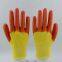 yellow polyester thread knitted PVC palm and fingers coated water-proof safety work gloves