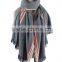 Factory price women's grey stripe cashmere feeling acrylic scarf with fringe
