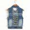 2016 ss New Fashion Cool Punk Style Jean Vest With Hole And Chain, China Supplier