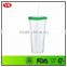 LFGB,FDA certification 20 Ounce Insulated unbreakable plastic straw mug with flat lid