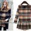 2014 KOREAN CHECK TUNIC LOOSE FIT WOMEN COAT 9358