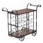 HomCom 32" 35 Bottle Metal and Wood Wheeled Wine Rack Cart - Black/Wood