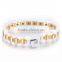 fashion jewelry 316L Stainless Steel ceramics Germanium stone inlay 18K health bracelet new gold chain design for men