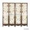 Elegant Gilt Wooden Floor Screen, Gold Painted Flower & Bird Four Panel Folding Screen, Curio Classic Furniture Decor Screen