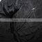 stand colar button and zipper multi pocket black jacket with applique on sleeve