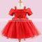 Kid Girls Flower Party Dress With Different Color Lace Flower Wedding Dress Off Shoulder Princess Fancy Dress Low MOQ