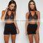 Runwaylover 5453 Hot Sale Ladies Embroidery V-neck Crop Top