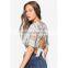 Wholesale Floral Devore Angel Sleeve Tee V-neck Women Tops And Blouses