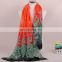 high quality hoot design printed polyester voile material ladies scarf