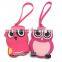 Cute 3D Owl Shape Silicone Coin Purse Zipper Wrist Car Key Holder Wallets