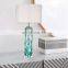 Handmade Crystal Table Lamp Green Living Room Lamp With Fabric Shade for Hotel Home Bed Side