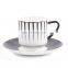 Luxury White Black  Line Ceramic Coffee shop Tea Cup Porcelain Dinner Afternoon Tea Set Restaurant Tableware
