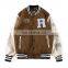 2021 custom fashion vintage Windproof blank leather sleeves baseball jackets for men