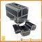 Premium Black Aluminum Fishing Tackle/Bait Case with Fold Out Trays,Aluminum jewelry cosmetic case,hard Beauty makeup artist cas