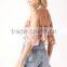 Designer Western Tops Images Women Off Shlouder Pink Floral Pattern Ruffle Crop Tops