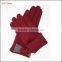 Lady's winter warm red micro velvet gloves with bow