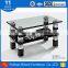Factory whosale modern RB-2009 rectangular glass coffee table aluminum alloy metal tea table
