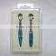 Metal mini ballpoint pen with keychain and mini torch with keychain packed in a gift box