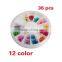 36pcs 12 Color Dried Dry Flower Nail Decoration Acrylic Powder Manicure Tips