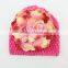 Hot sale knitted baby hat with big fabric flower