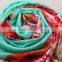 Half peony print half solid wool digital printing scarf