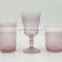 popular press drinkware/Wine goblet,Hiball,DOF solid color glass in pinkish with float holiday for home deco and holidays