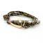 Fashion popular nautical navy style fish hook leather braided bracelet for men