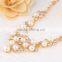 Gold plating imitation pearl fishional bridal jewelry set decorated with rhinestone