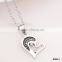 I Love You Words Silver Plated Half Broken Heart Couple Necklace