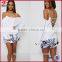 Fashion Chinese wholesale long sleeves off-shoulder white women blouses