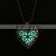 Women Men Hollow Heart Necklace Pendant Luminous Glow In The Dark Locket Glwoing Jewelry Gifts