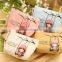 2016 Korea fashion quality canvas custom Zipper coin purse little girls printing promotional rectangle shape coin purse wallet