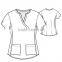 Hospital Uniform Short Sleeves Medical Scrubs Top Quality Rould Neck V Notch Scrub Tops for Female with customized logo