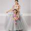 2016 fashion grey color mommy and me dress family matching clothing with flower decoration